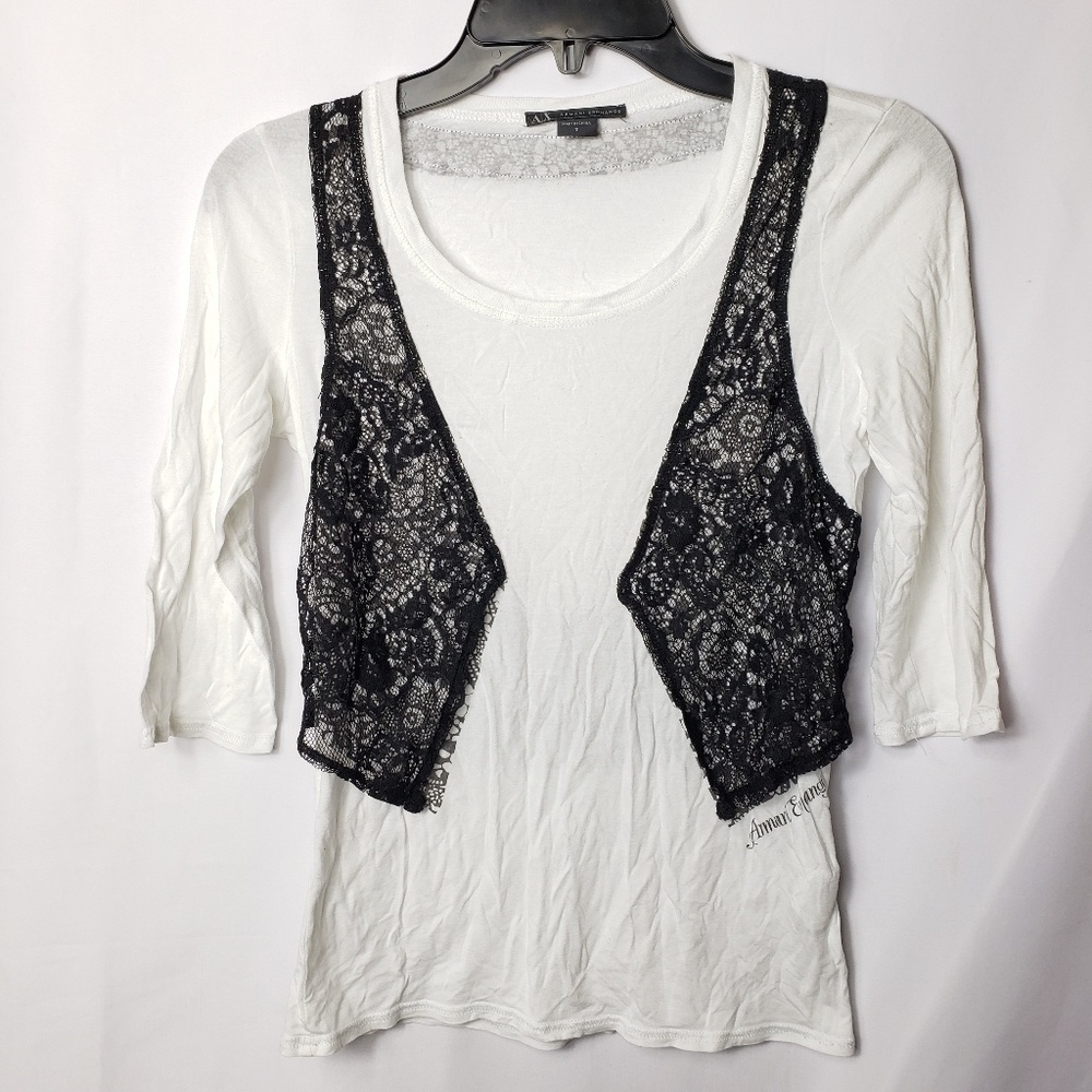 Armani Exchange 3/4 Sleeve Women's Laced Shirt S
